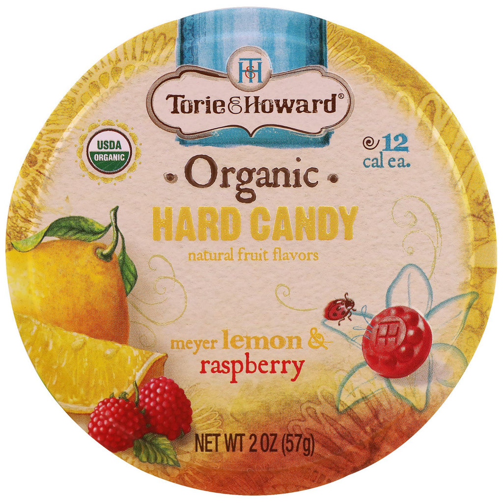 Torie &amp; Howard, caramelo duro, limón y frambuesa Meyer, 2 oz (57 g)
