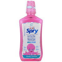 Xlear Kid's Spry Mouth Wash Enamel Support Alcohol-Free Natural Bubble Gum 16 fl oz (473 ml)