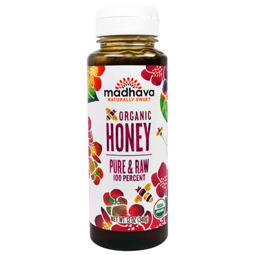 Madhava natuurlijke zoetstoffen, honing, puur en rauw, 12 oz (340 g)