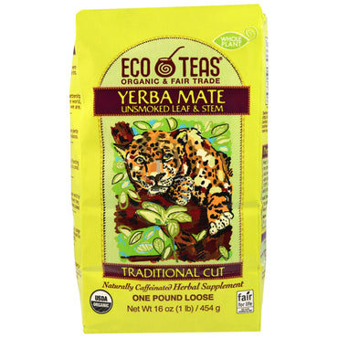 Eco Teas, マテ茶、葉と茎を燻製していない、16 オンス (445 g)