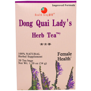 Health King, Chá de Ervas Dong Quai Lady, 20 Saquinhos de Chá, 34 g (1,20 oz)