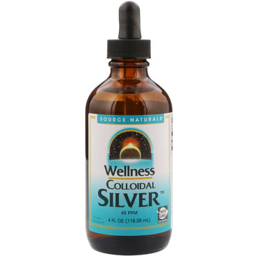 Source Naturals, Wellness colloïdaal zilver, 45 PPM, 4 fl oz (118,28 ml)