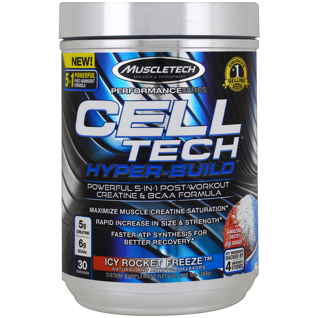 Muscletech, 퍼포먼스 시리즈, Cell Tech Hyper-Build, Icy Rocket Freeze, 488g(1.08lbs)