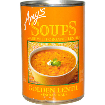 Amy's, スープ、ゴールデンレンズ豆、インディアンダル、14.4オンス (408 g)
