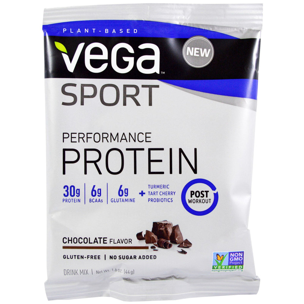 Vega, Sport, Performance Protein Drink Mix, รสช็อกโกแลต, 1.6 ออนซ์ (44 กรัม)