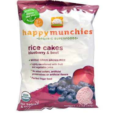 Nurture Inc. (Happy Baby) happy munchies เค้กข้าวบลูเบอร์รี่และบีท 1.4 ออนซ์ (40 กรัม)