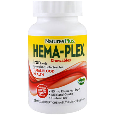 Nature's Plus, Hema-Plex, mezcla de bayas, 60 comprimidos masticables