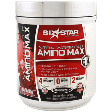 Six Star, Intra-Workout Amino Max, Punch aux fruits, 8,62 oz (244 g)