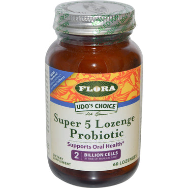 Flora, Udo's Choice, Probiótico Super 5 Pastilhas, 60 Pastilhas