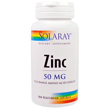 Solaray, Zinc, 50 mg, 100 cápsulas vegetales