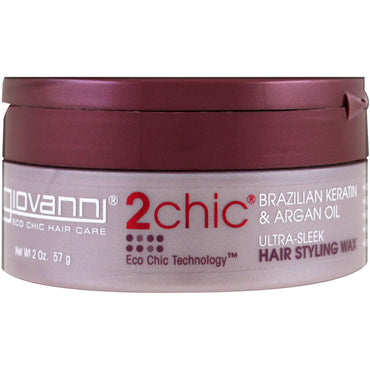 Giovanni, 2chic, Ultra-Sleek Hair Styling Wax, Brazilian Keratin & Argan Oil, 2 oz (57 g)