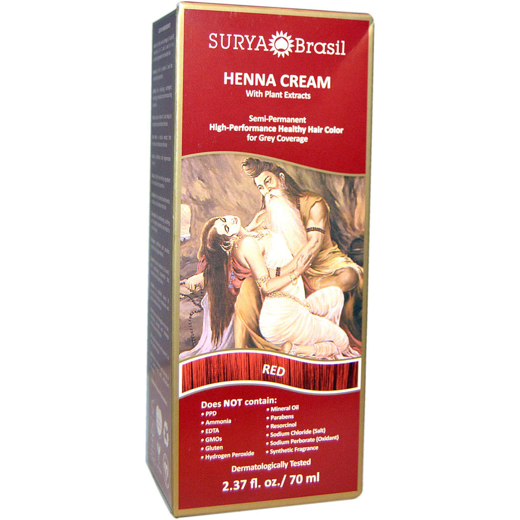Surya Henna, Henna Cream, Hair Color & Conditioner Treatment, Red, 2.37 fl oz (70 ml)