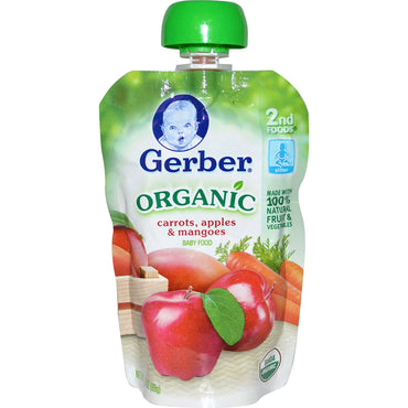 Gerber 2nd Foods Babymad Gulerødder Æbler og mango 3,5 oz (99 g)