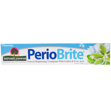 Nature's Answer, PerioBrite, dentifrice éclaircissant naturel avec CoQ10 et acide folique, menthe d'hiver, 4 fl oz (113,4 g)