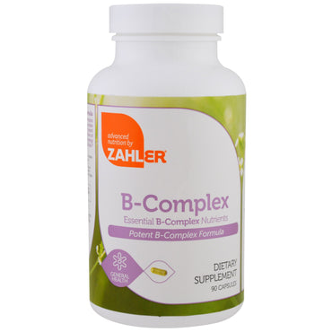Zahler, complejo b, nutrientes esenciales del complejo b, 90 cápsulas