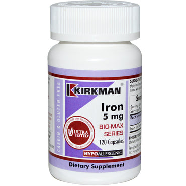 Kirkman Labs, série Iron Bio-Max, 5 mg, 120 gélules