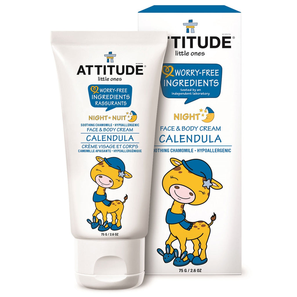 ATTITUDE, Little Ones, Face & Body Cream, Night, Calendula, 2,6 oz (75 g)