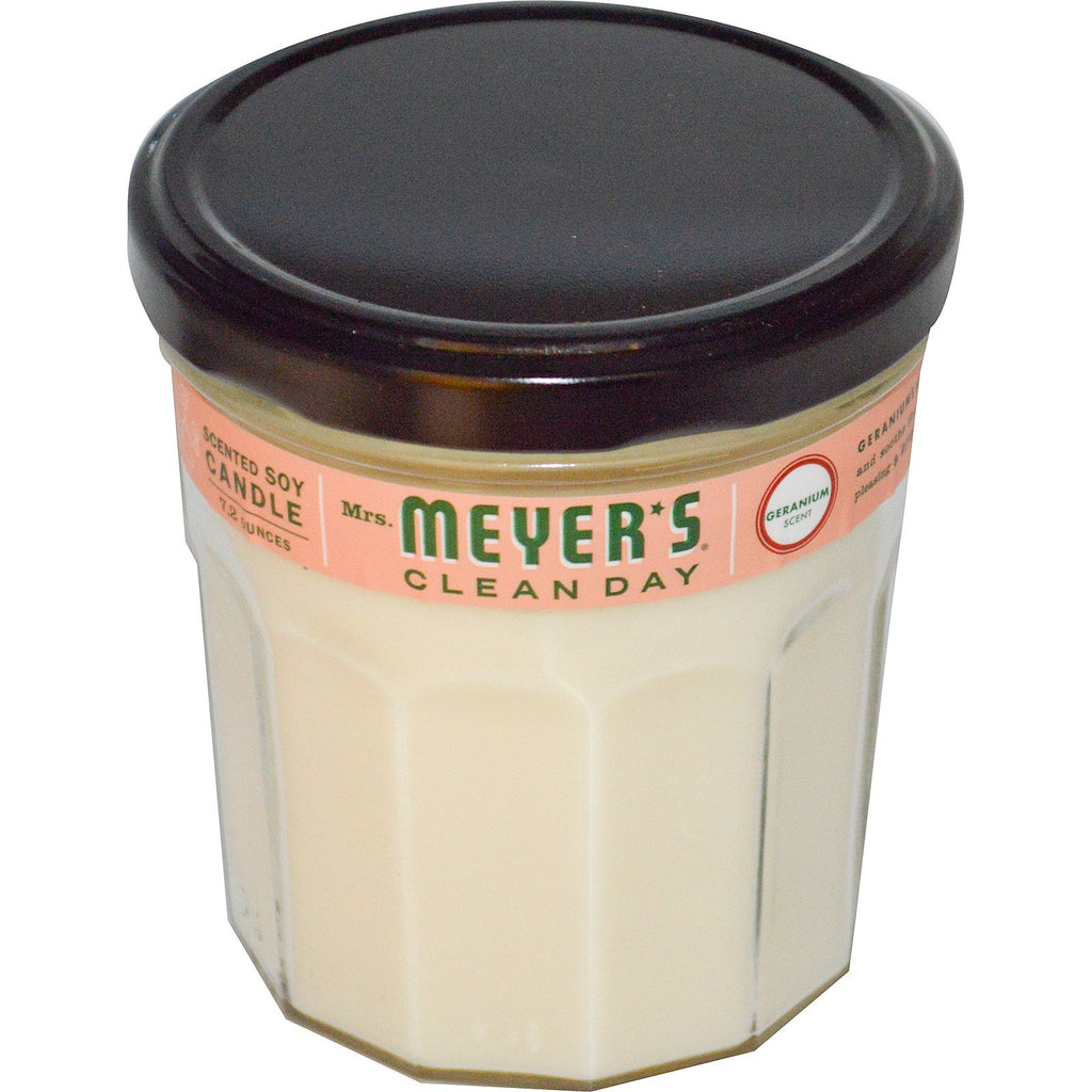 Mrs. Meyers Clean Day, candela profumata di soia, profumo di geranio, 7,2 once