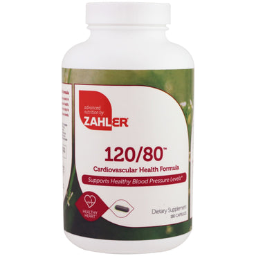 Zahler, 120/80, fórmula para saúde cardiovascular, 180 cápsulas