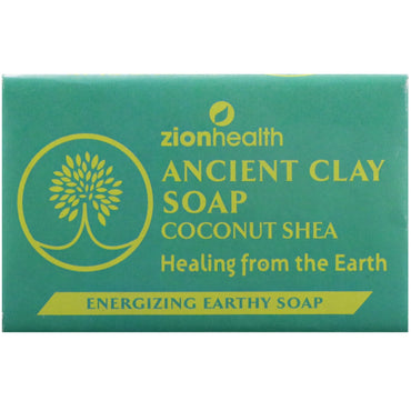 Zion Health, Ancient Clay Soap، صابون ترابي منشط، جوز الهند والشيا، 6 أونصة (170 جم)