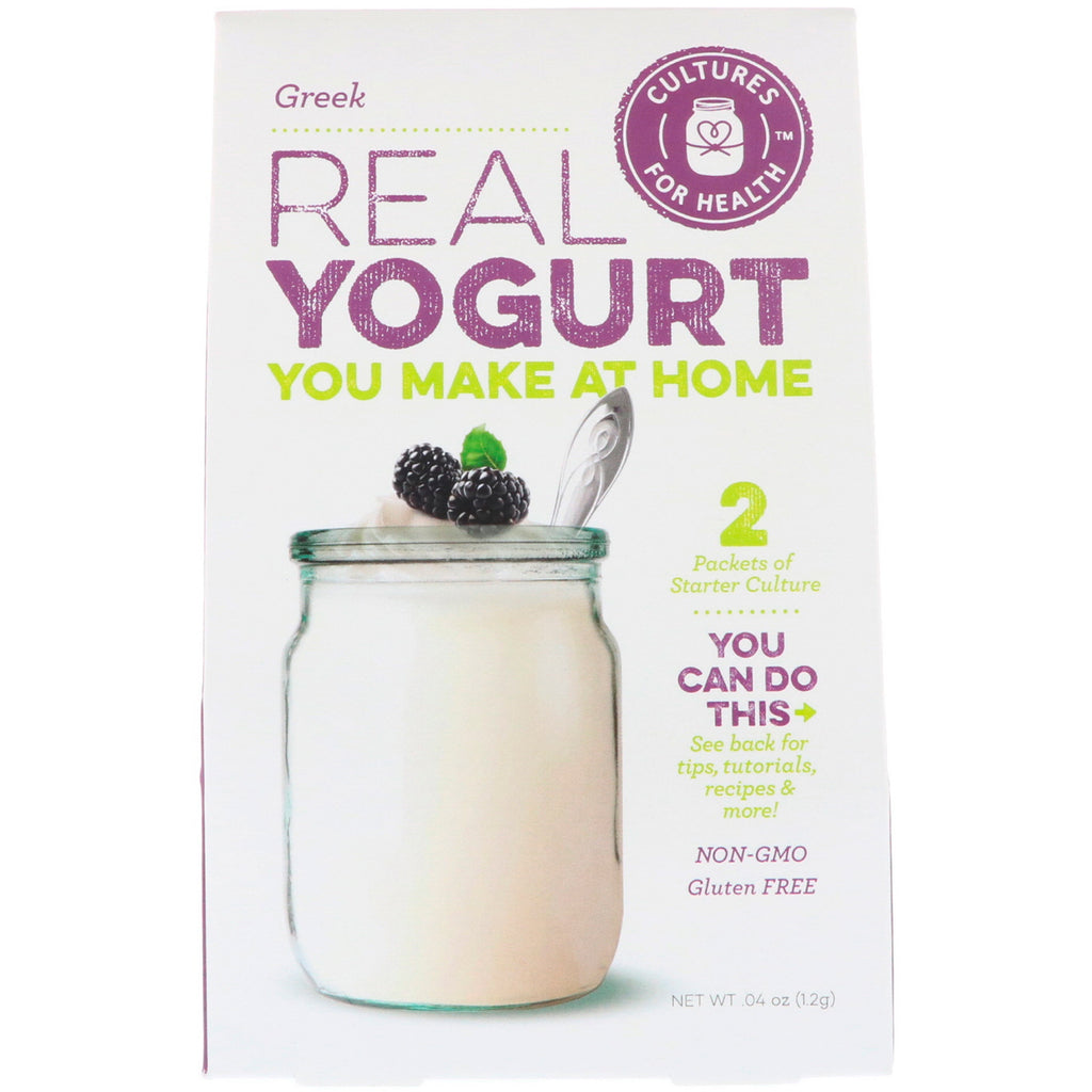 Kulturer för hälsa, riktig yoghurt, grekisk, 2 paket, 0,04 (1,2 g)