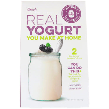 Cultures for Health, yogur real, griego, 2 paquetes, 0,04 (1,2 g)