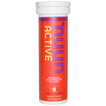 Nuun, Active, Effervescent Electrolyte Supplement, Fruit Punch, 10 Tablets