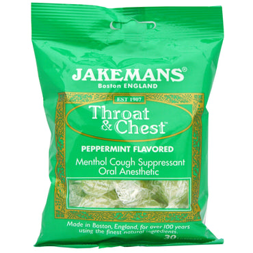 Jakemans, Throat & Chest, Peppermint Flavored, 30 Lozenges