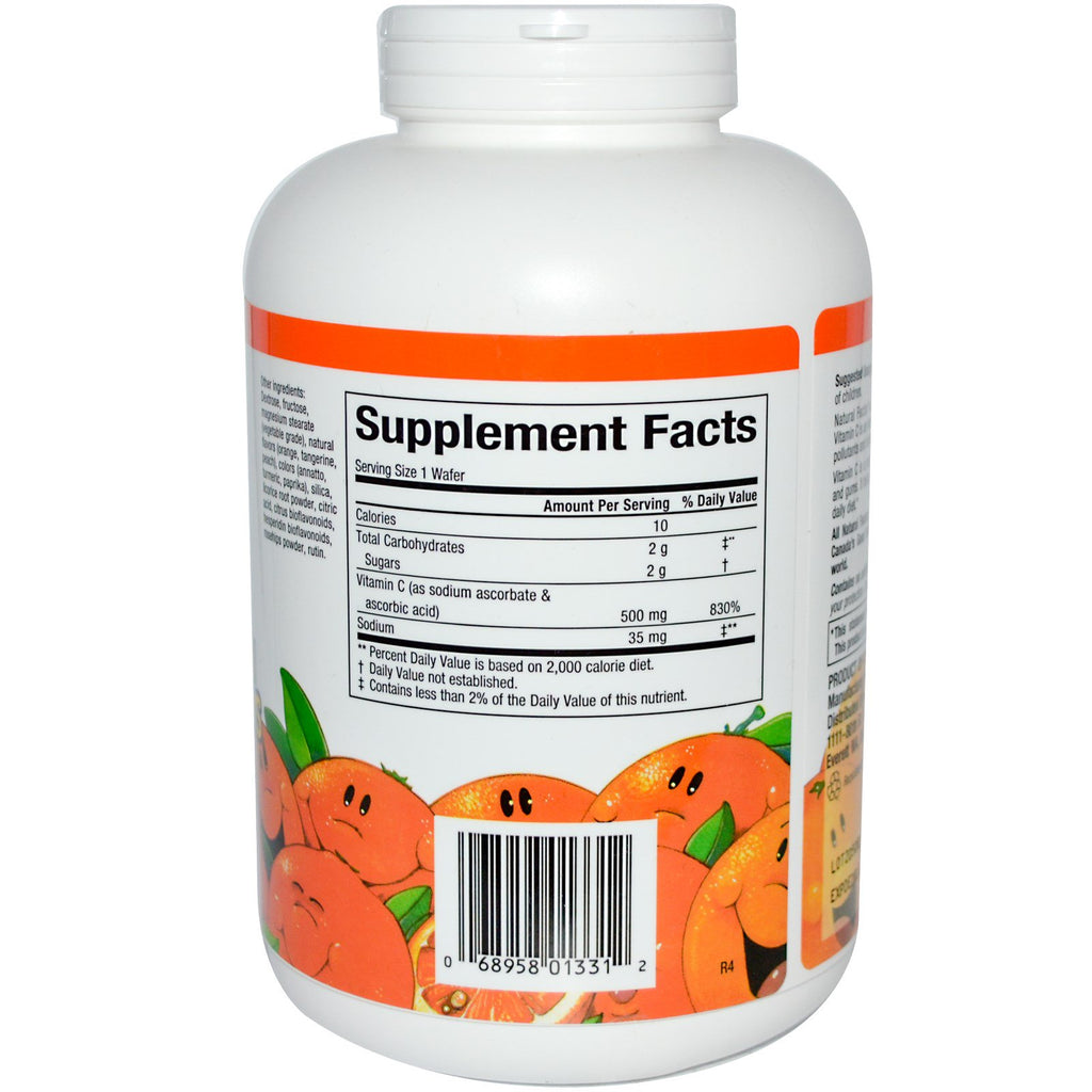 Natural Factors, C 500 mg, sapore di arancia piccante, 180 wafer masticabili