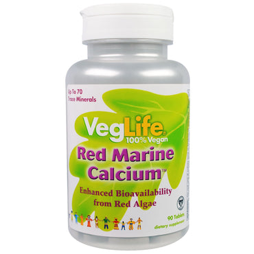 Veglife, cálcio marinho vermelho, 90 comprimidos