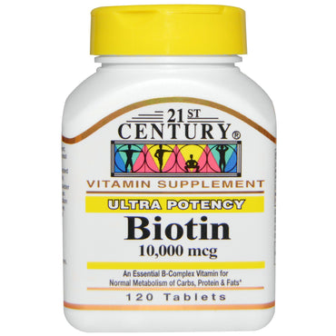 21st Century, Biotina, 10.000 mcg, 120 Comprimidos