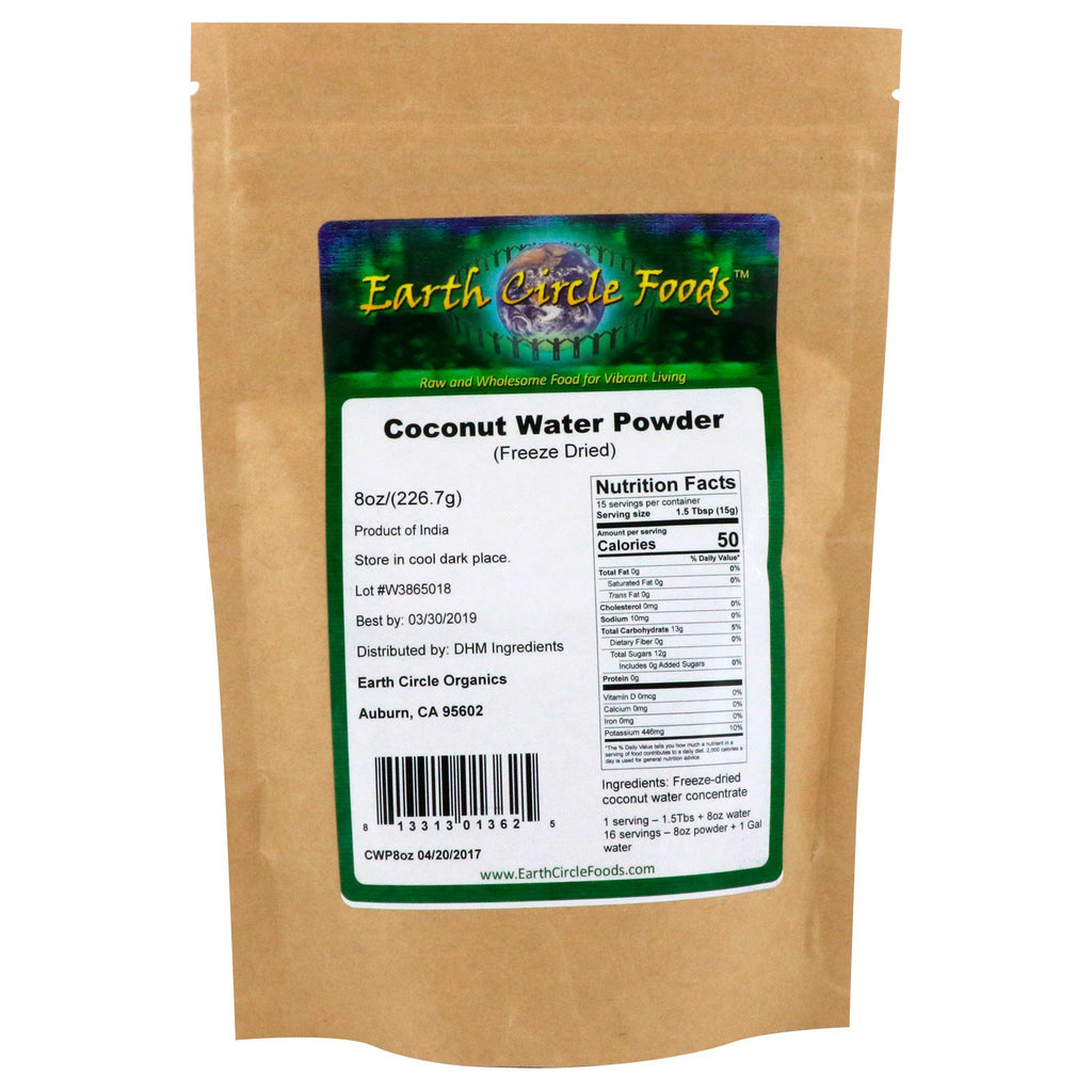 Earth Circle s, Coconut Water Powder, Freeze Dried, 8 oz (226.7 g)