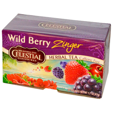 Celestial Seasonings, شاي أعشاب، خالي من الكافيين، زنجر التوت البري، 20 كيس شاي، 1.7 أونصة (47 جم)