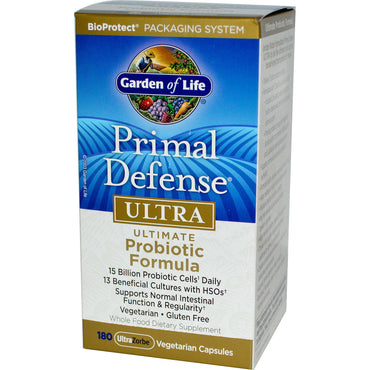 Garden of Life, Primal Defense, Ultra, Ultimate Probiotic Formula, 180 UltraZorbe 식물성 캡슐