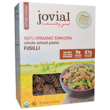 Fusilli de pâtes de blé entier Jovial 100 % petit épeautre 12 oz (340 g)