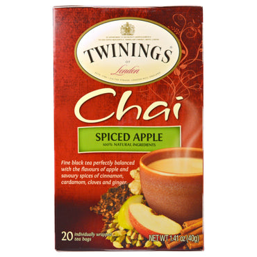 Twinings, Chai, Maçã Temperada, 20 Saquinhos de Chá, 40 g (1,41 oz)