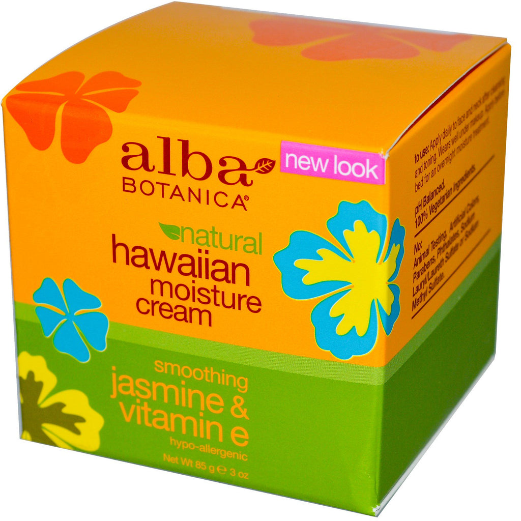 Alba Botanica, 하와이안 모이스처 크림, 자스민 & 비타민 E, 85g(3oz)