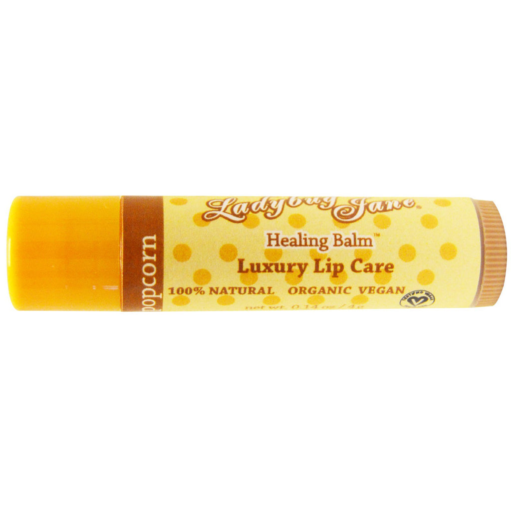 LuxeBeauty, LadyBug Jane, Healing Lip Balm, Caramel Popcorn, 0.14 oz (4 g)