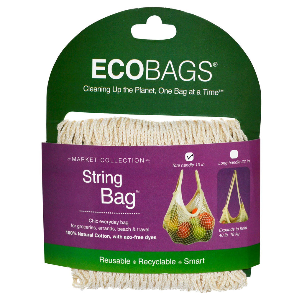 ECOBAGS, Market Collection, String Bag, Tote Handle 10 in, Natural, 1 ใบ
