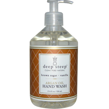 Deep Steep, Nettoyant pour les mains à l'huile d'argan, Cassonade - Vanille, 17,6 fl oz (520 ml)
