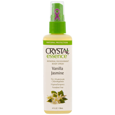 Crystal Body Deodorant, Crystal Essence, desodorante corporal en spray mineral, vainilla y jazmín, 4 fl oz (118 ml)