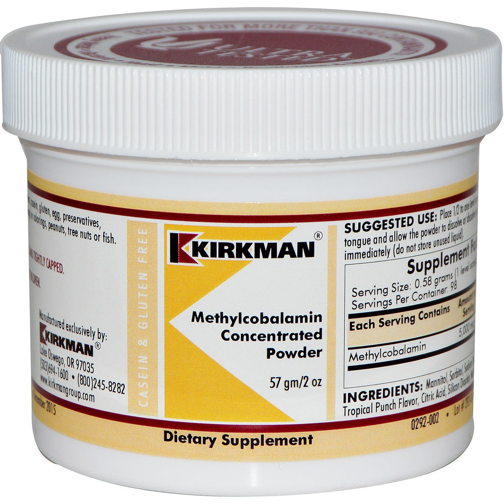 Kirkman Labs, אבקה מרוכזת מתילקובלמין, 2 אונקיות (57 גרם)