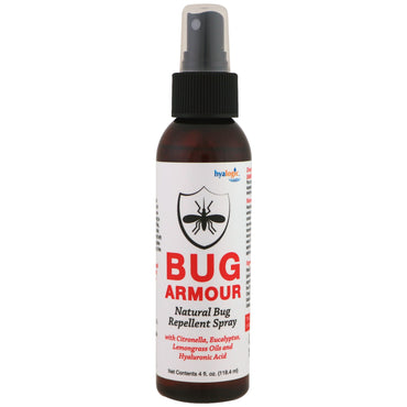 Hyalogic LLC, Bug Armour, Natural Bug Repellent Spray, 4 fl oz (118.4 ml)