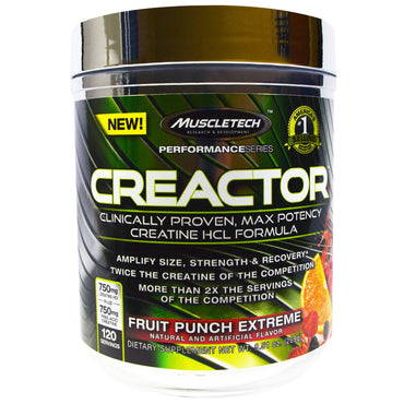 Muscletech, Creactor, Fruit Punch Extreme, 9.51 אונקיות (269 גרם)