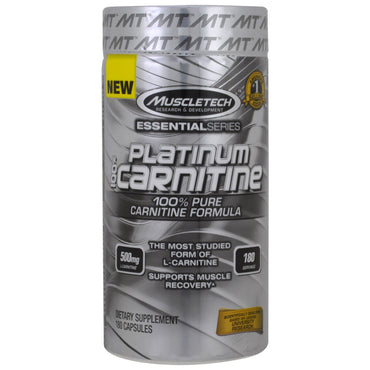 Muscletech, Platinum, 100% Carnitine, 180 Capsules
