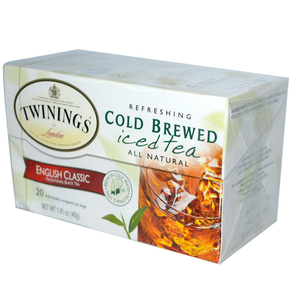 Twinings, תה קר מבושל קר, אנגלי קלאסי, 20 שקיקי תה, 1.41 אונקיות (40 גרם)