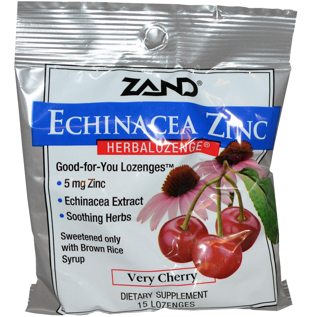 Zand, Echinacea Zinc, Herbalozenge, Très Cerise, 15 Pastilles
