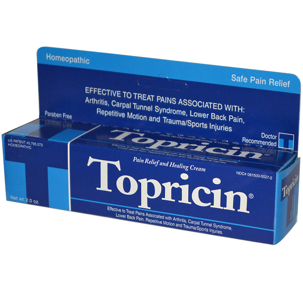 Topricin, Cremă pentru calmarea durerii și vindecare, 2,0 oz