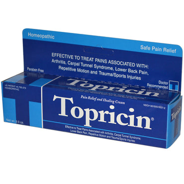 Topricin, crema curativa y para aliviar el dolor, 2,0 oz