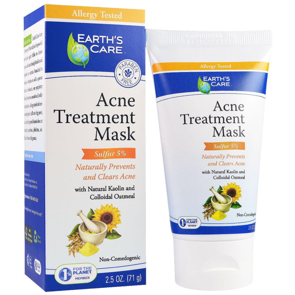 Earth's Care, mască pentru tratarea acneei, sulf 5%, 2,5 oz (71 g)